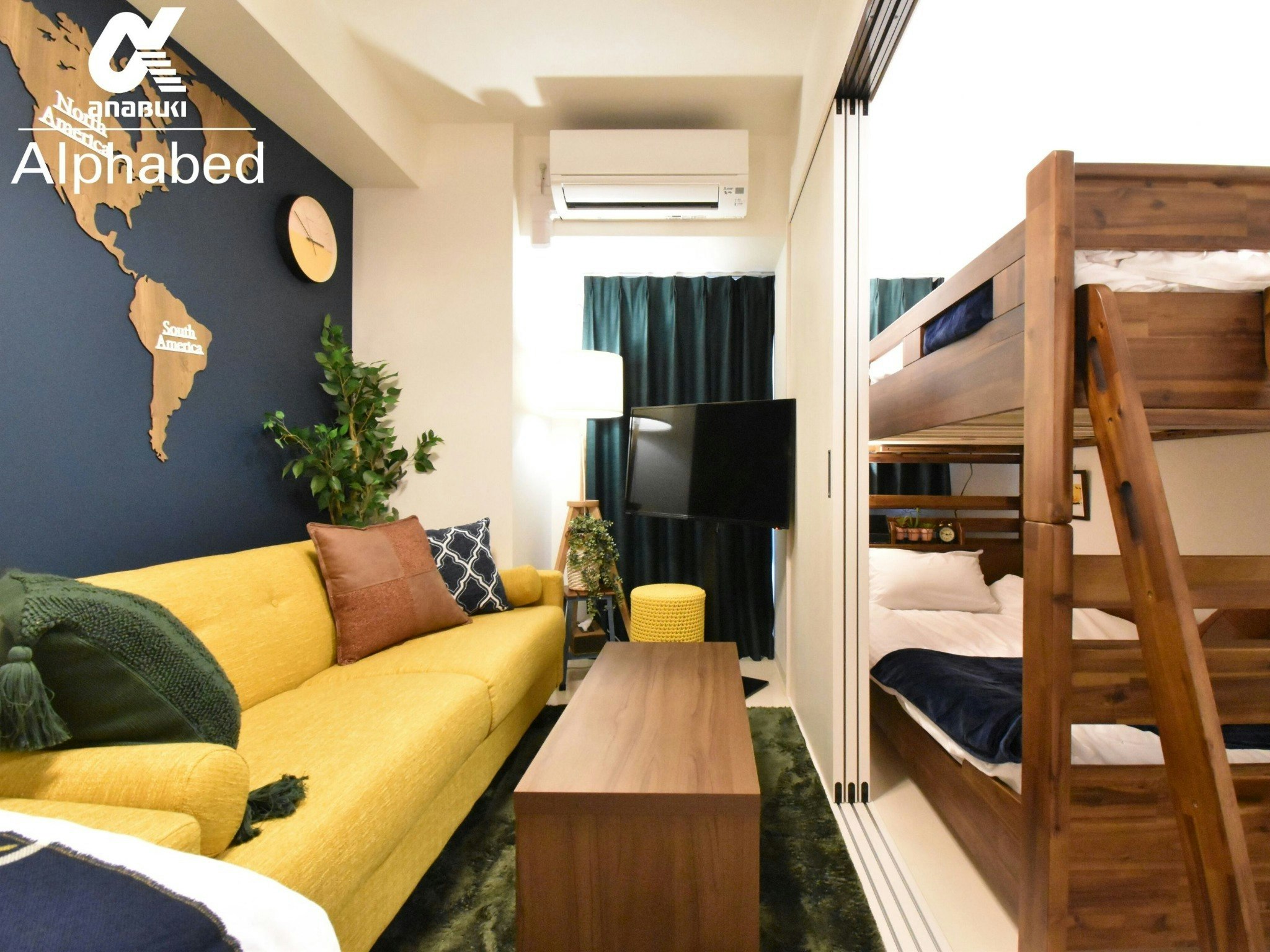 旅先で暮らすように過ごすワクワクの2段ベッドルーム【Alphabed岡山千日前101】